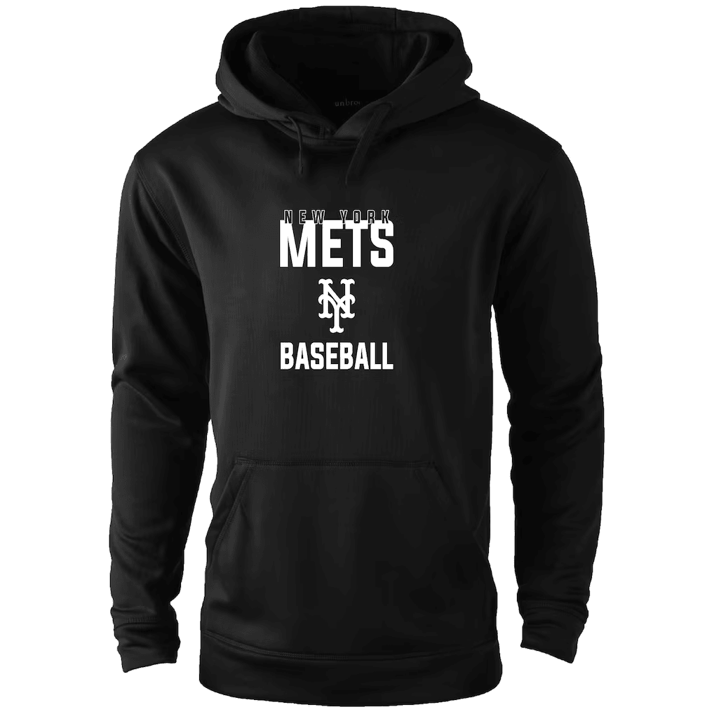 New York Mets Black Classic Logo Front Print Baseball Hoodie