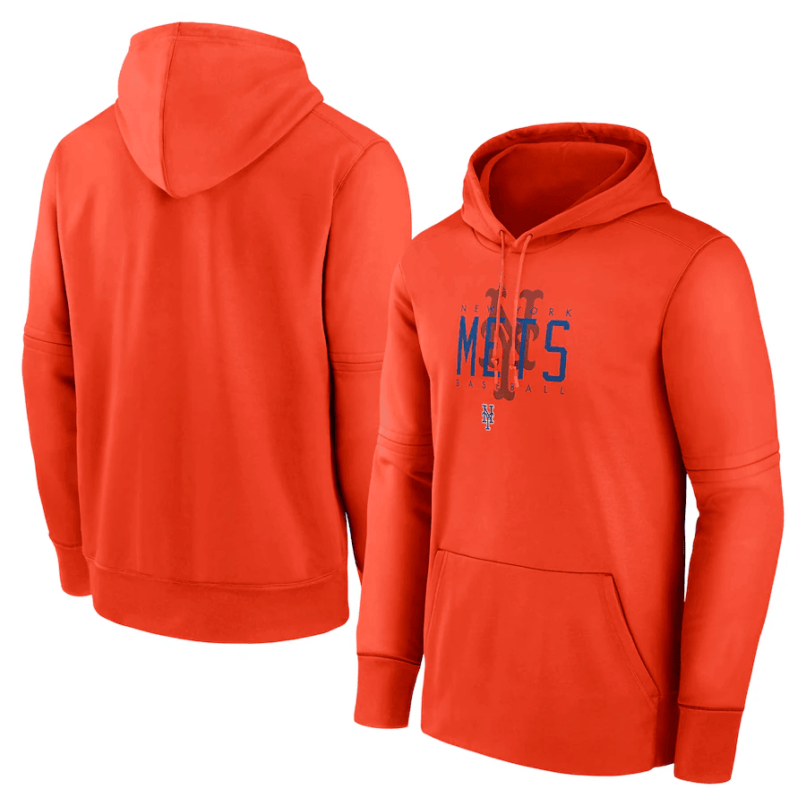 New York Mets Layered Wordmark Graphic Featuring Faded Logo - Orange