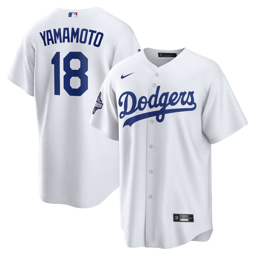 Yoshinobu Yamamoto 18 Los Angeles Dodgers 2025 World Series Champions Home Men Jersey - White