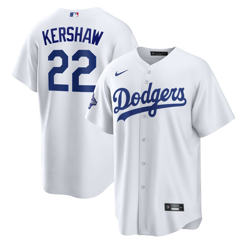 Clayton Kershaw 22 Los Angeles Dodgers 2025 World Series Champions Home Men Jersey - White