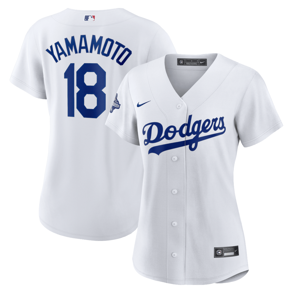 Yoshinobu Yamamoto 18 Los Angeles Dodgers Women's 2025 World Series Champions Home Jersey - White