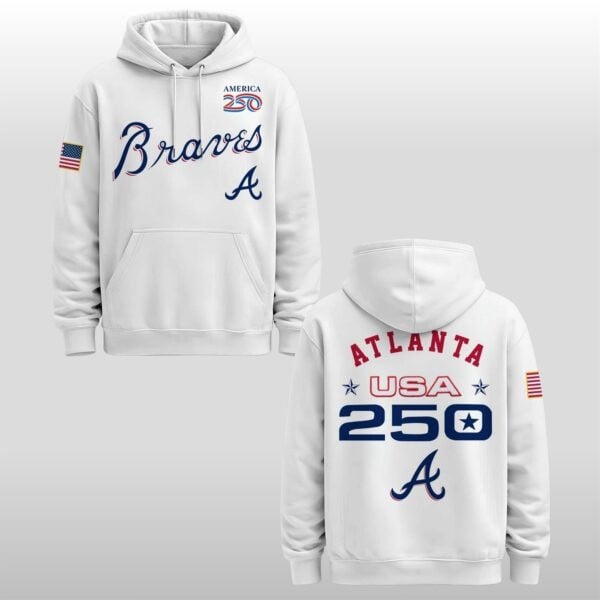Atlanta Braves Celebration USA 250 Anniversary White Pullover Hoodie