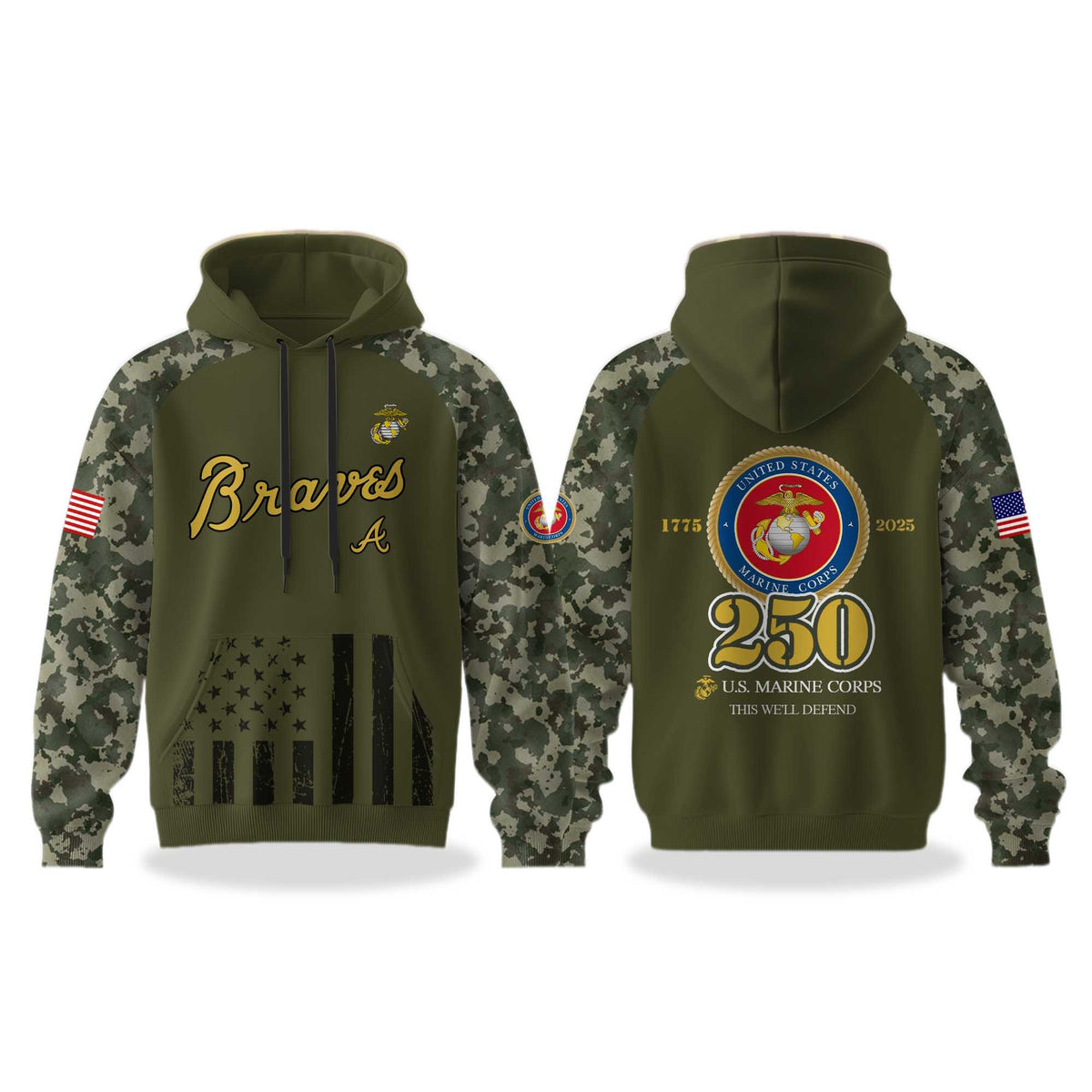 Atlanta Braves U.S. Marine Corps 250th Anniversary Pullover Hoodie