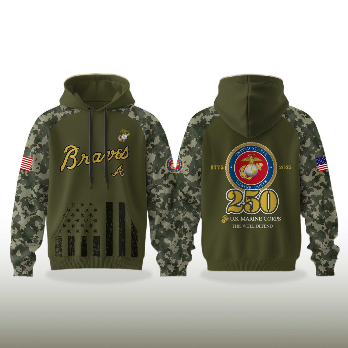 Atlanta Braves U.S. Marine Corps 250th Anniversary Pullover Hoodie