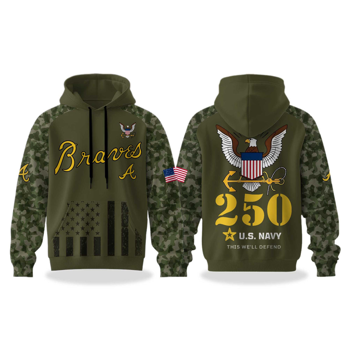 Atlanta Braves U.S. Navy 250th Birthday Celebration Pullover Hoodie