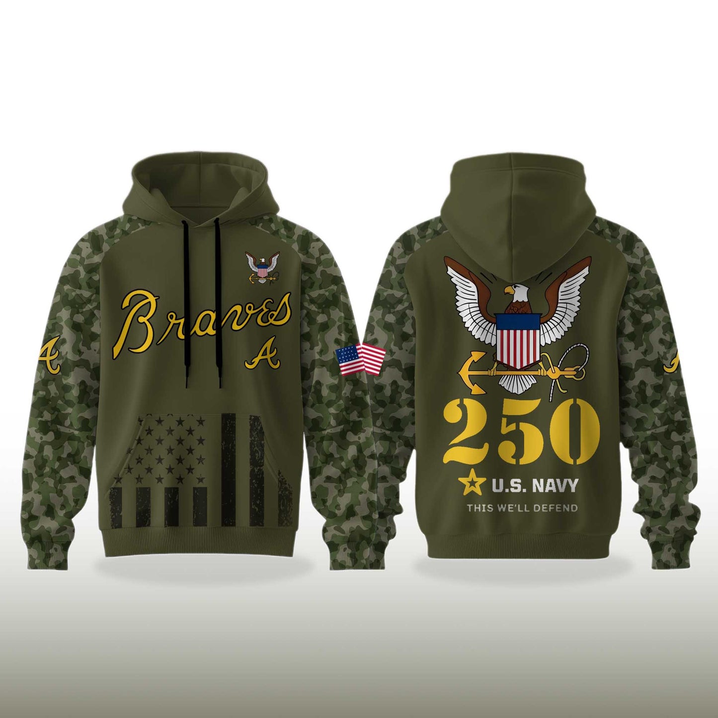 Atlanta Braves U.S. Navy 250th Birthday Celebration Pullover Hoodie