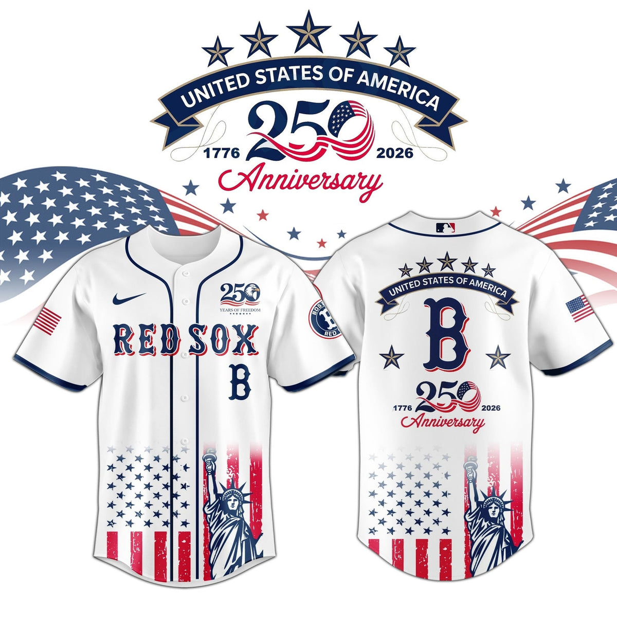 Boston Red Sox special America's 250th Anniversary Limited Edition 3D Baseball Jersey