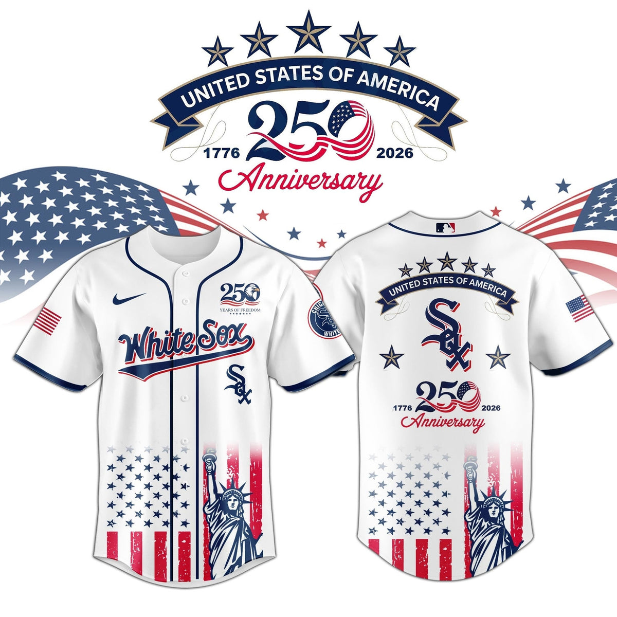 Chicago White Sox special America's 250th Anniversary Limited Edition 3D Baseball Jersey