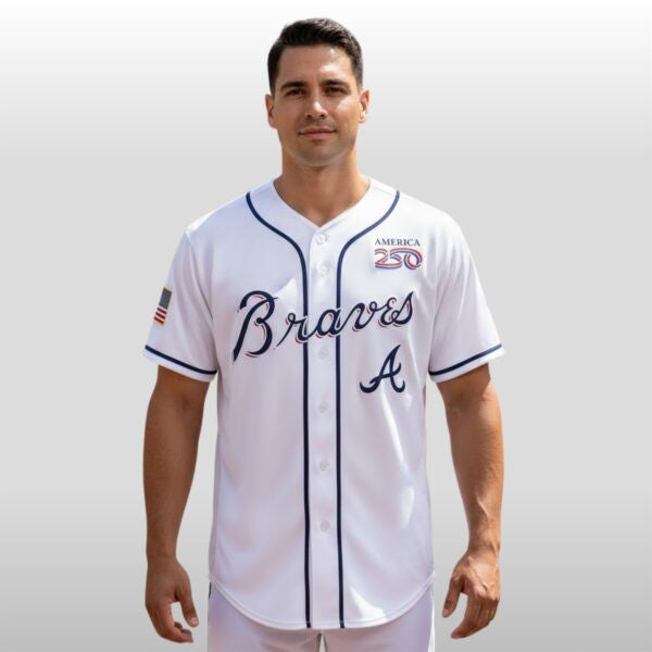 Atlanta Braves Celebration 250th Anniversary of the United States 3D Baseball Jersey - White