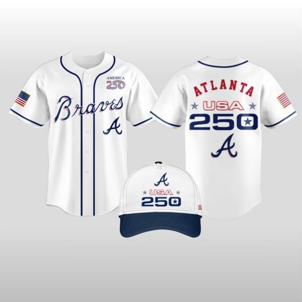 Atlanta Braves Celebration 250th Anniversary of the United States 3D Baseball Jersey - White