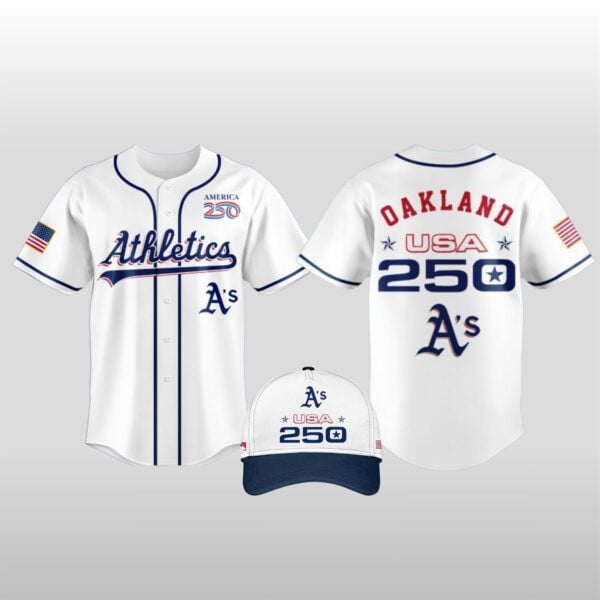 Athletics Oakland Celebration 250th Anniversary of the United States 3D Baseball Jersey - White
