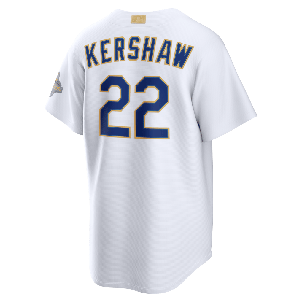 Clayton Kershaw 22 Los Angeles Dodgers 2026 Gold Collection Stadium Men Jersey - White