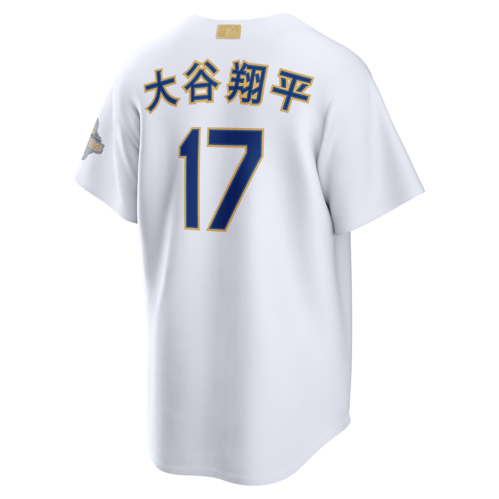Shohei Ohtani 17 Los Angeles Dodgers 2026 Gold Collection Kanji Stadium Men Jersey - White
