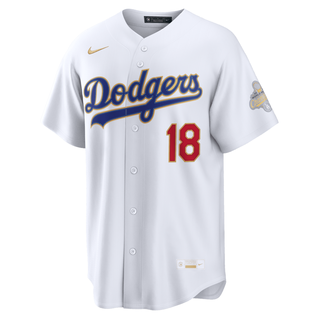 Yoshinobu Yamamoto 18 Los Angeles Dodgers 2026 Gold Collection Kanji Stadium Men Jersey - White