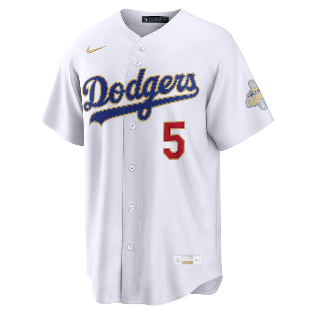 Freddie Freeman 5 Los Angeles Dodgers 2026 Gold Collection Stadium Men Jersey - White