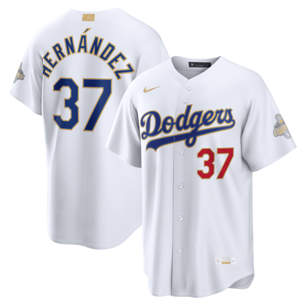Teoscar Hernández 37 Los Angeles Dodgers 2026 Gold Collection Stadium Men Jersey - White
