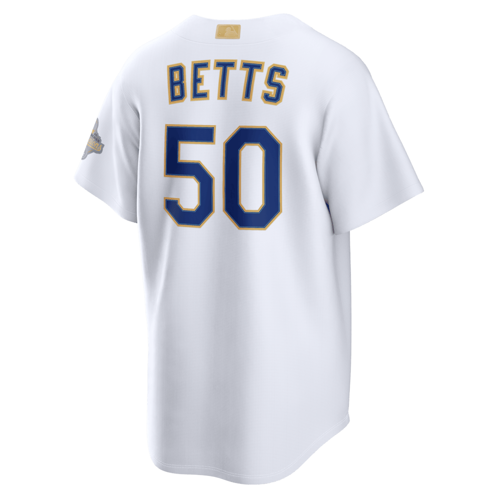 Mookie Betts 50 Los Angeles Dodgers 2026 Gold Collection Stadium Men Jersey - White