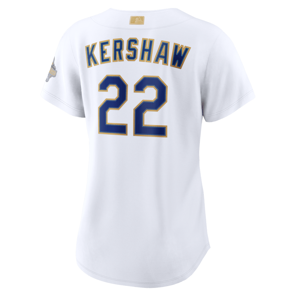 Clayton Kershaw 22 Los Angeles Dodgers Women's 2026 Gold Collection Stadium Jersey - White