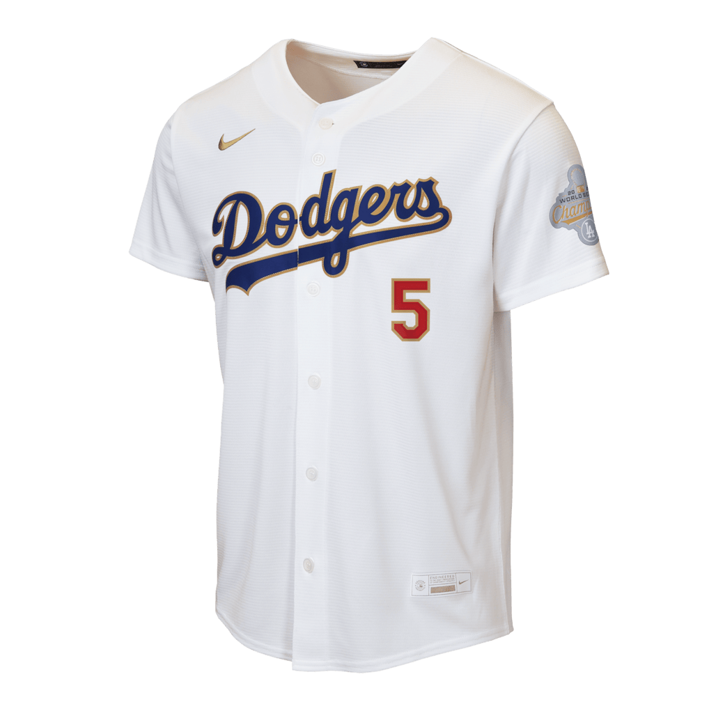 Freddie Freeman 5 Los Angeles Dodgers 2026 Gold Collection Home YOUTH Jersey - White