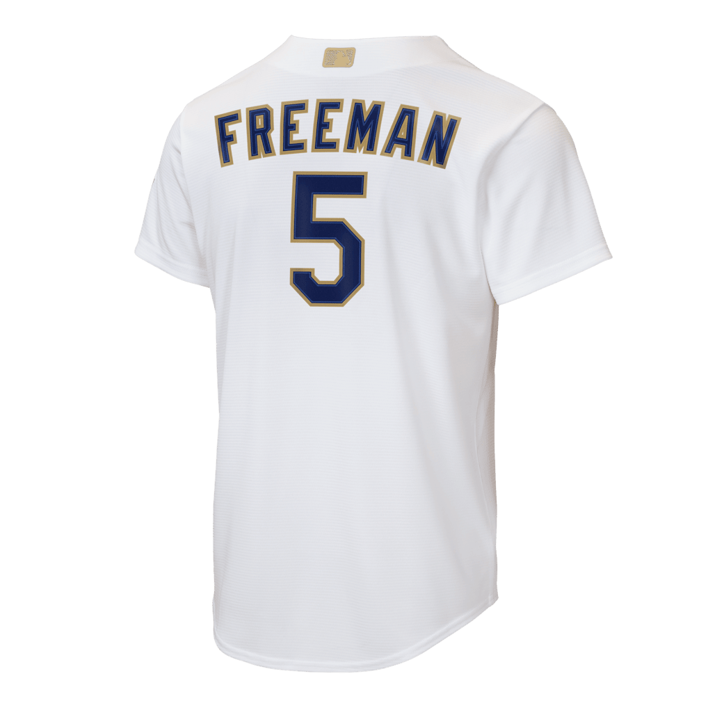 Freddie Freeman 5 Los Angeles Dodgers 2026 Gold Collection Home YOUTH Jersey - White