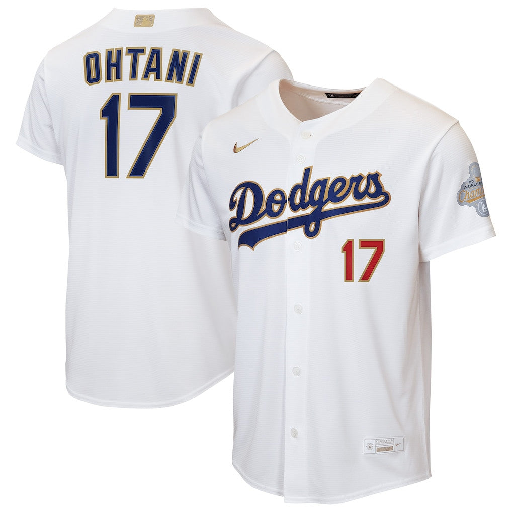 Shohei Ohtani 17 Los Angeles Dodgers 2026 Gold Collection Home YOUTH Jersey - White