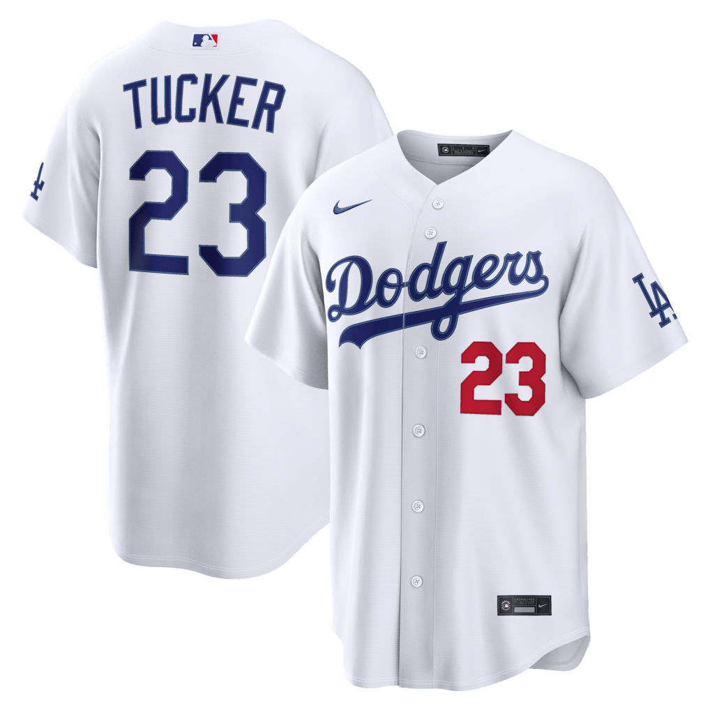 Kyle Tucker 23 Los Angeles Dodgers 2026 Home Stadium Men Jersey - White