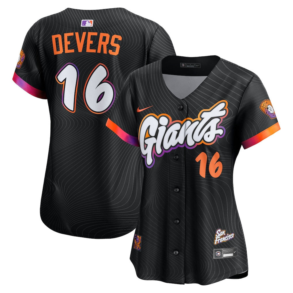 Rafael Devers 16 San Francisco Giants Women's 2025 City Connect Limited Player Jersey - Black