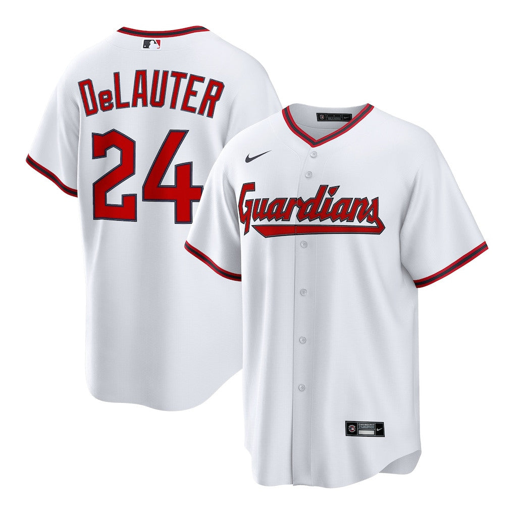 Chase DeLauter 24 Cleveland Guardians Home Men Jersey - White