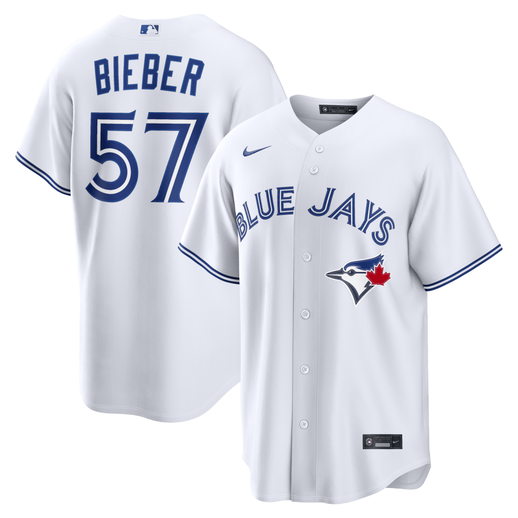 Shane Bieber 57 Toronto Blue Jays Home Men Jersey - White