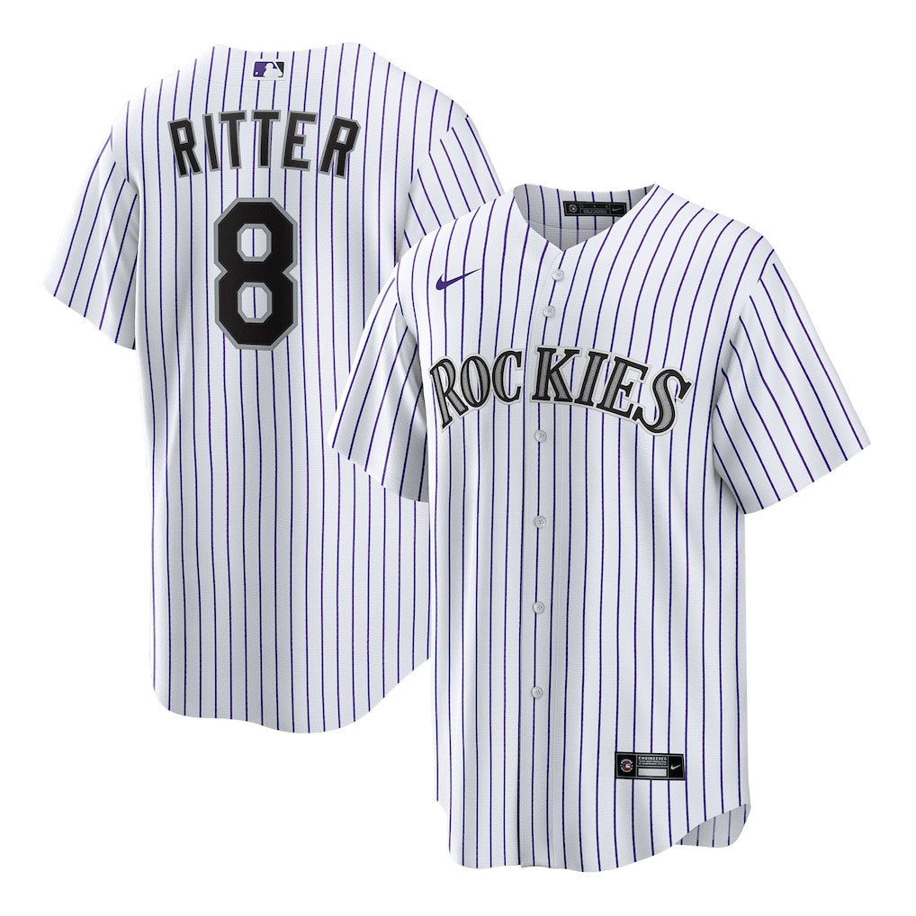 Ryan Ritter 8 Colorado Rockies Home Men Jersey - White