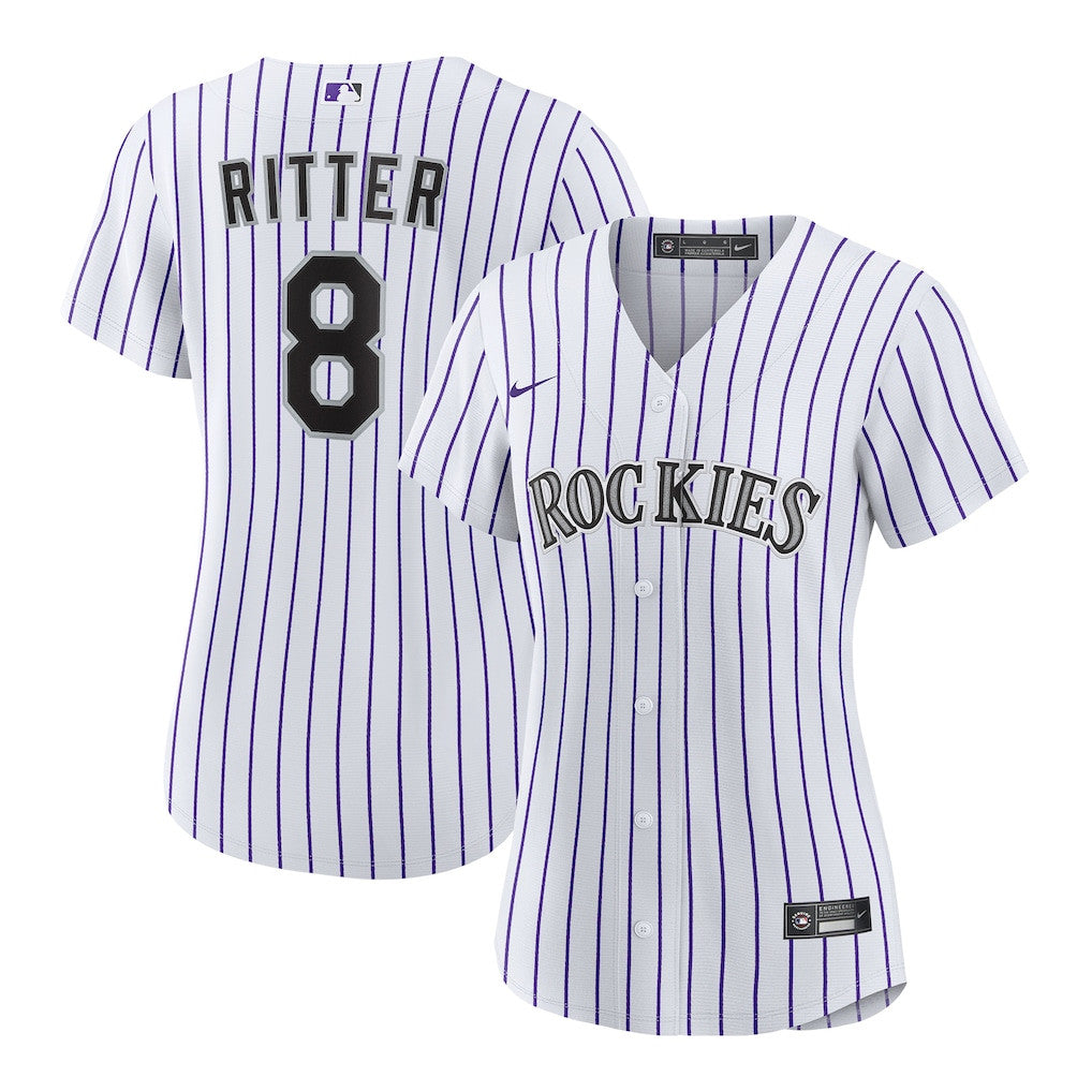 Ryan Ritter 8 Colorado Rockies Women's Home Jersey - White