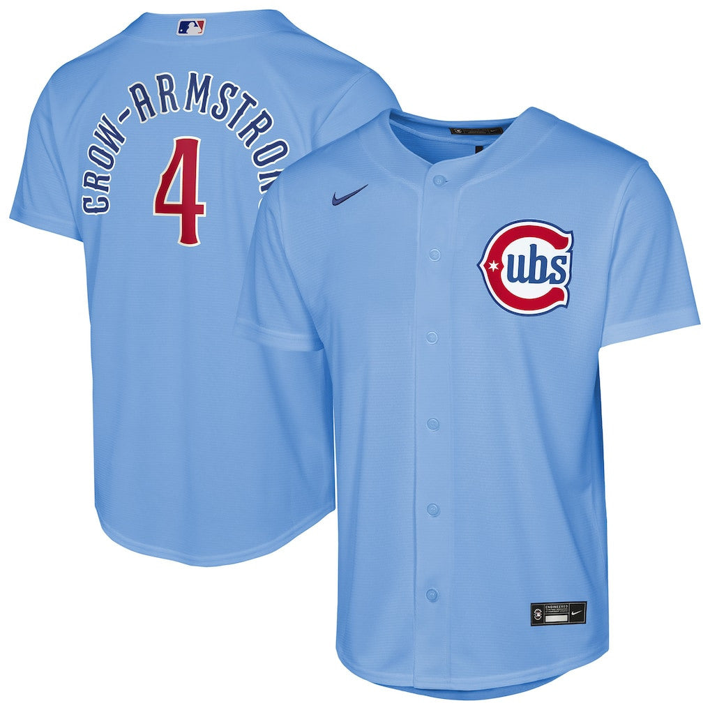Pete Crow-Armstrong 4 Chicago Cubs Alternate 2 YOUTH Jersey - Light Blue