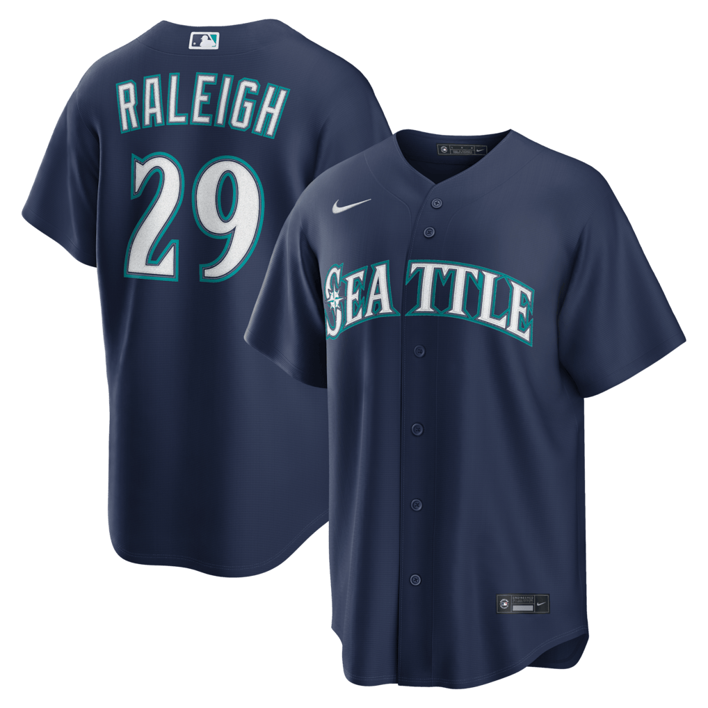 Cal Raleigh 29 Seattle Mariners Road Men Jersey - Navy