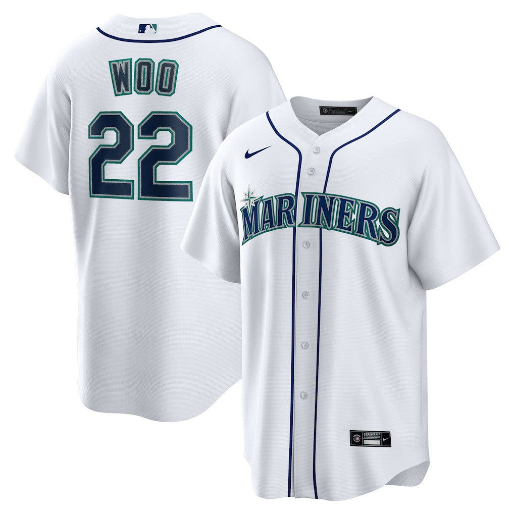 Bryan Woo 22 Seattle Mariners Home Men Jersey - White