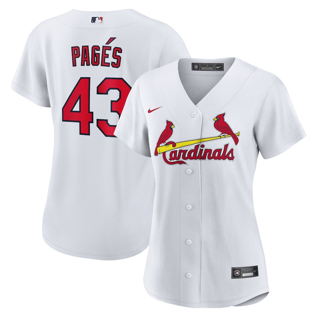 Pedro Pagés 43 St. Louis Cardinals Women's Home Jersey - White