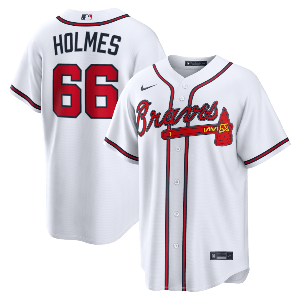 Grant Holmes 66 Atlanta Braves Home Men Jersey - White