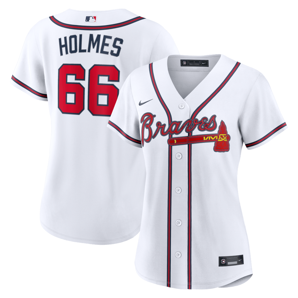 Grant Holmes 66 Atlanta Braves Women's Home Jersey - White