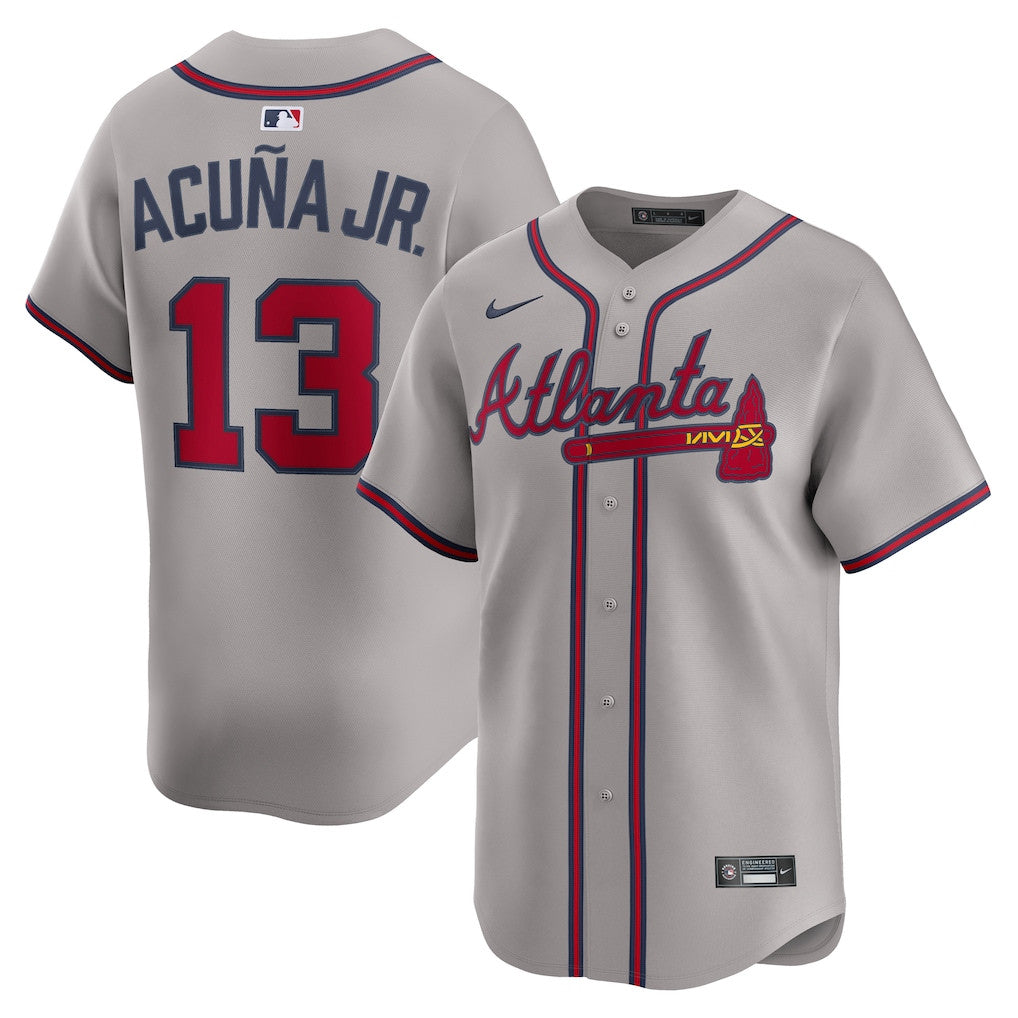 Ronald Acuña Jr. 13 Atlanta Braves Road Limited Player Men Jersey - Gray