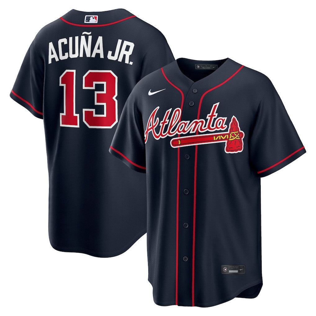 Ronald Acuña Jr. 13 Atlanta Braves Alternate Men Jersey - Navy