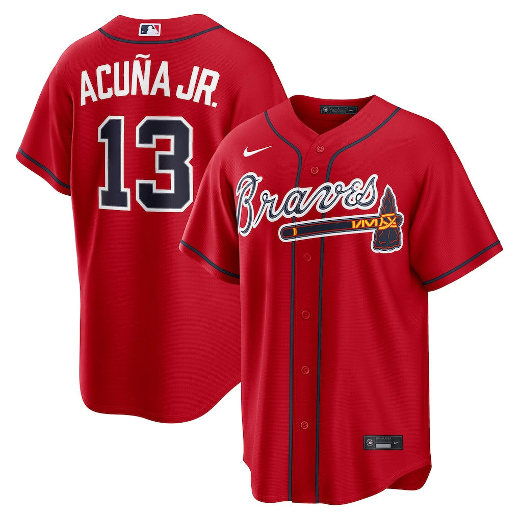 Ronald Acuña Jr. 13 Atlanta Braves Alternate 2 Men Jersey - Red