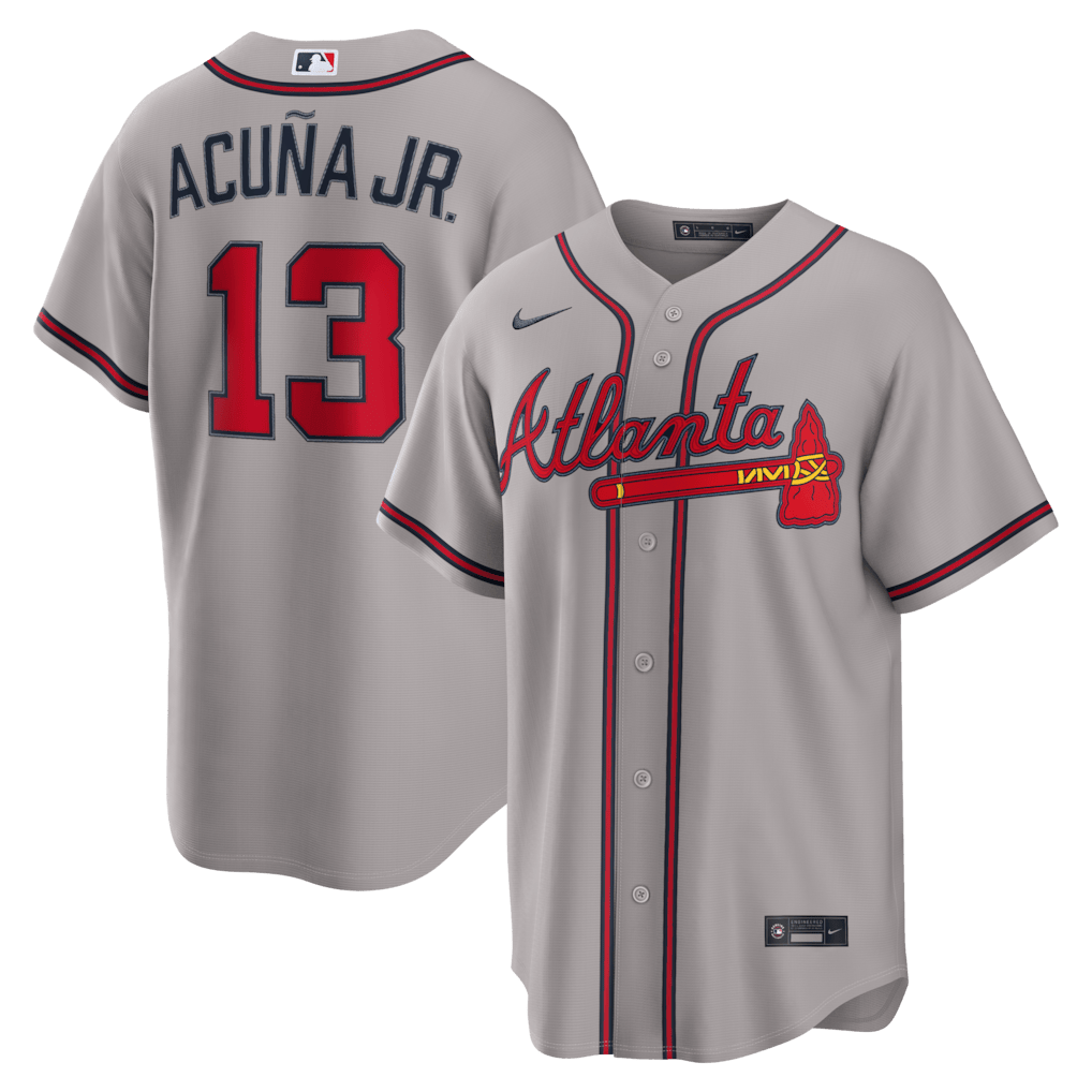 Ronald Acuña Jr. 13 Atlanta Braves Road Men Jersey - Gray