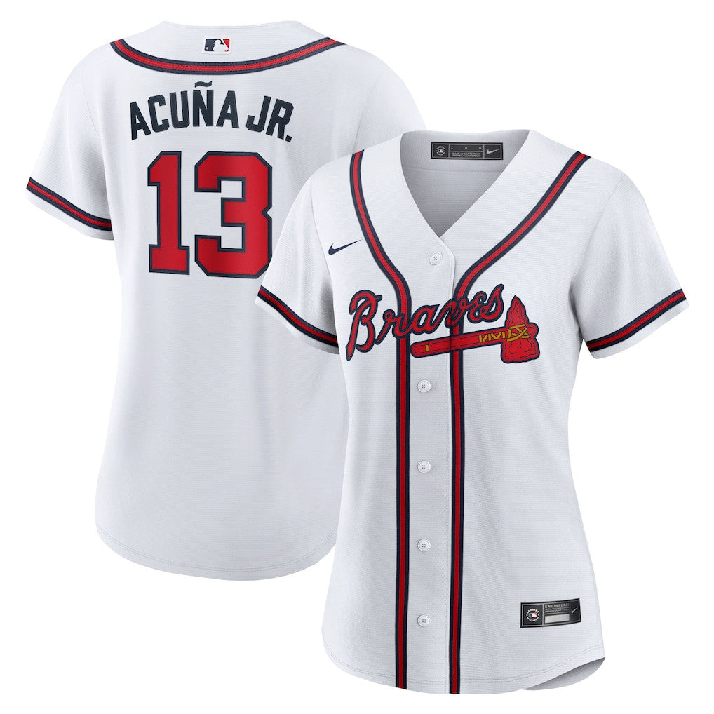 Ronald Acuna Jr. 13 Atlanta Braves Women's Home Player Jersey - White