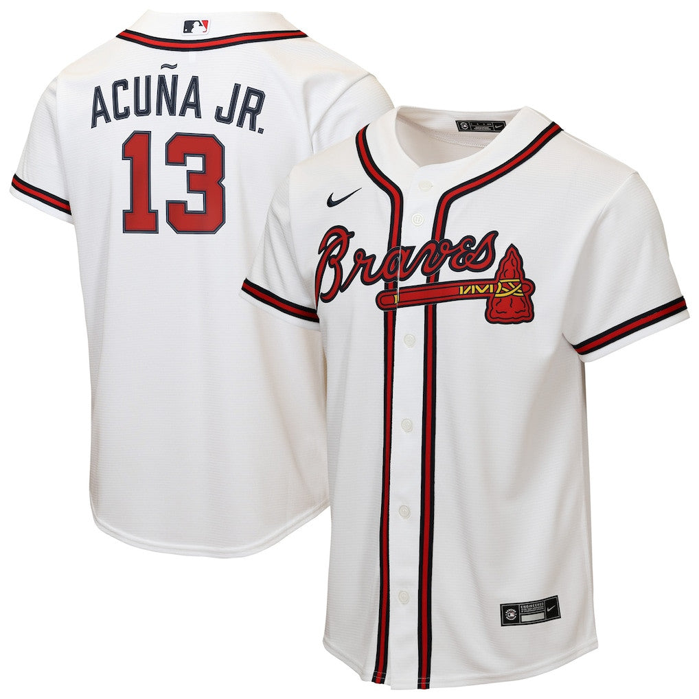 Ronald Acuña Jr. 13 Atlanta Braves Home Player YOUTH Jersey - White