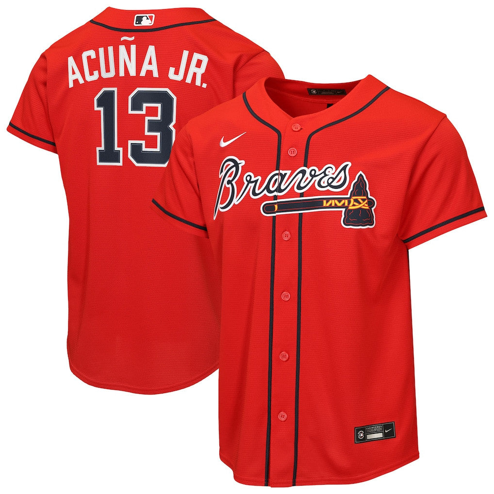 Ronald Acuña Jr. 13 Atlanta Braves Alternate 2 YOUTH Jersey - Red