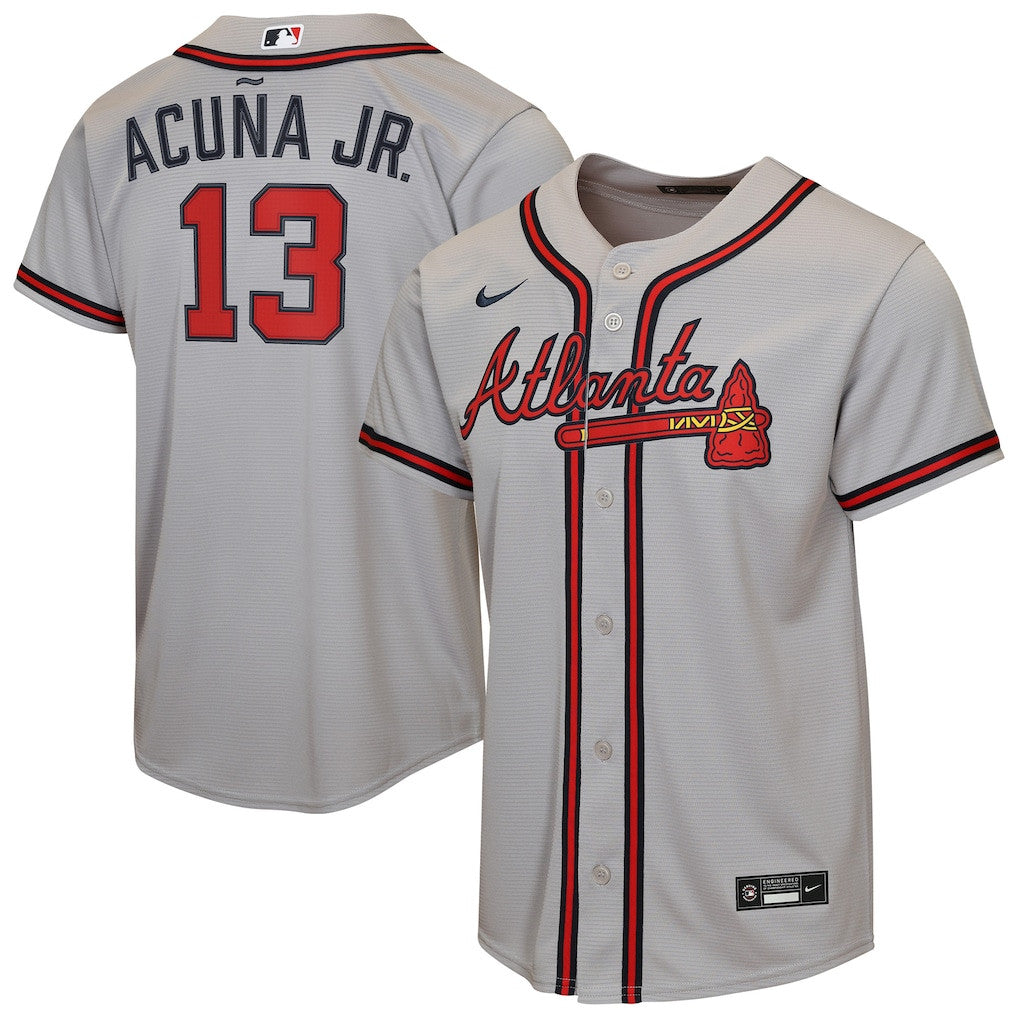 Ronald Acuña Jr. 13 Atlanta Braves Road YOUTH Jersey - Gray