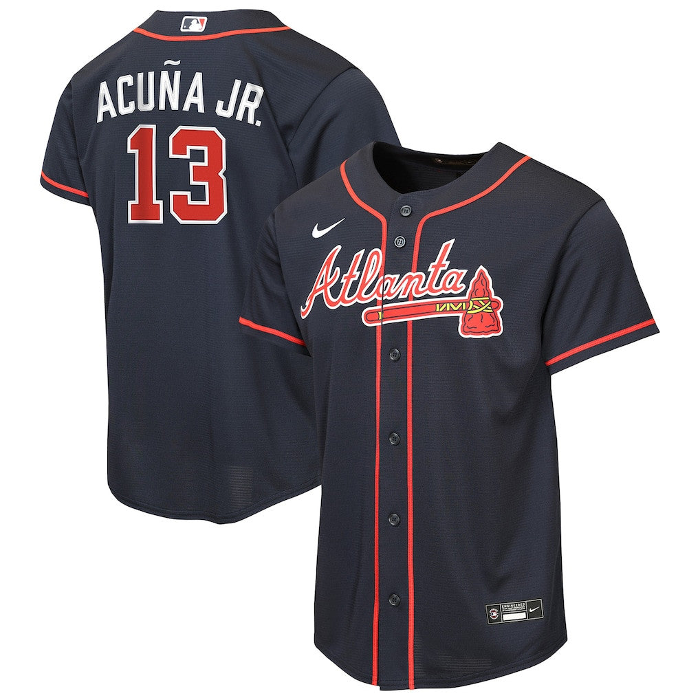 Ronald Acuña Jr. 13 Atlanta Braves Alternate YOUTH Jersey - Navy