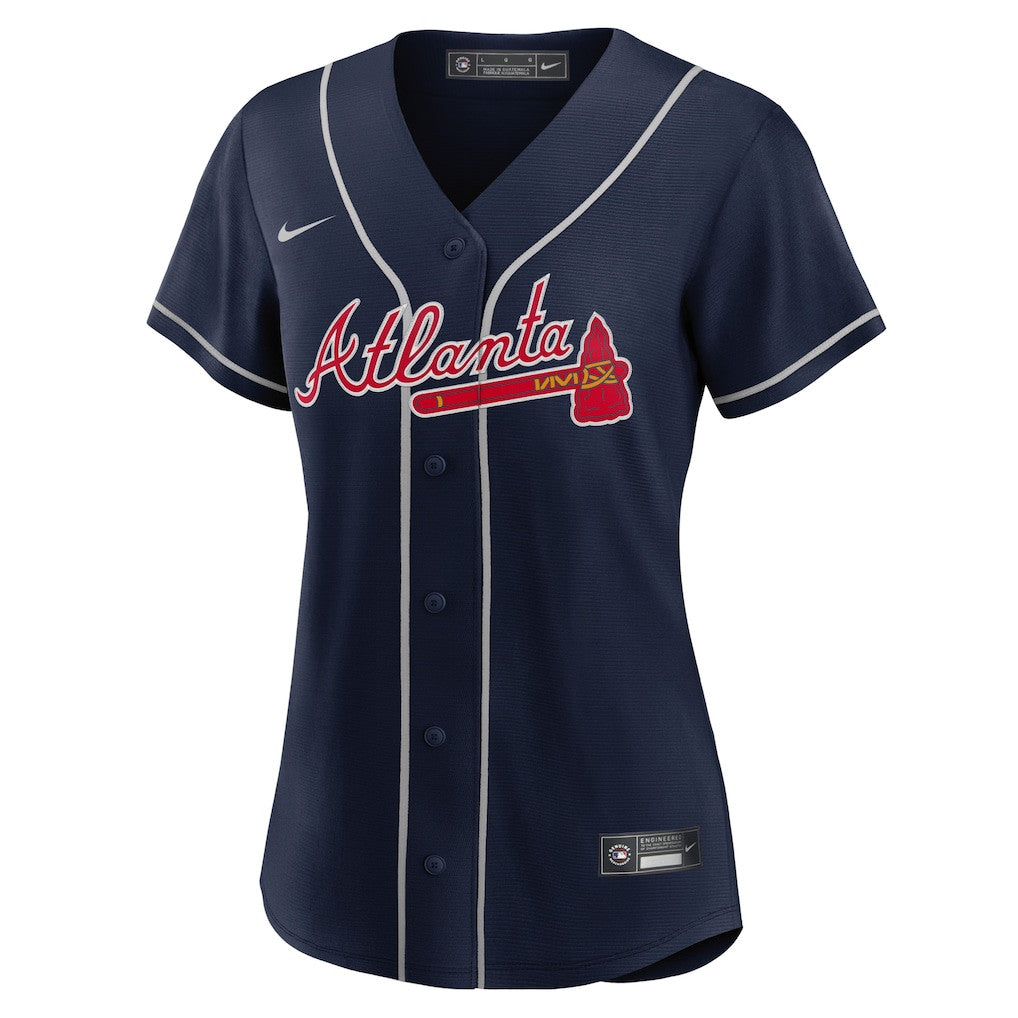 Ronald Acuña Jr. 13 Atlanta Braves Women's Alternate Player Jersey - Navy