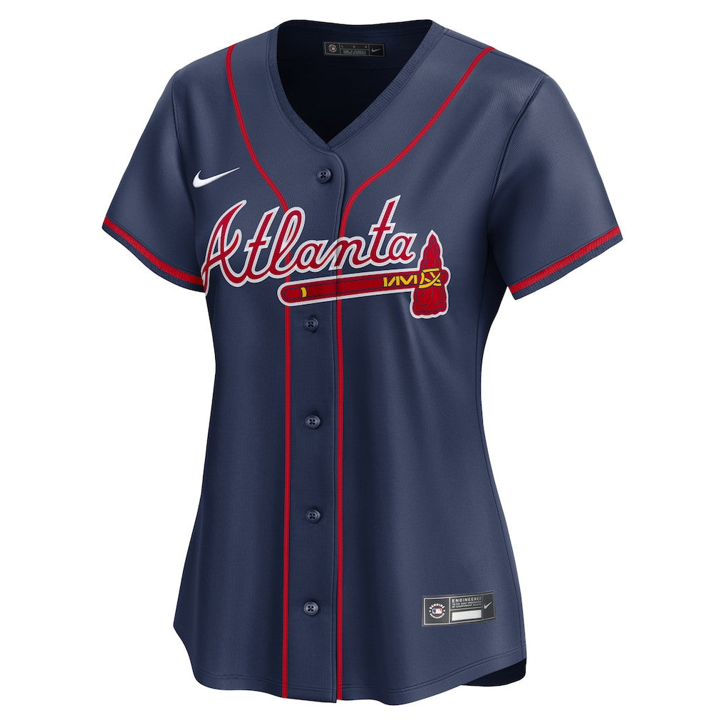 Ronald Acuña Jr. 13 Atlanta Braves Women's Alternate Limited Player Jersey – Navy