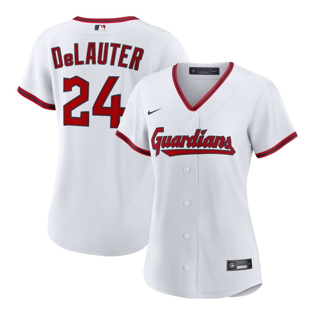 Chase DeLauter 24 Cleveland Guardians Women's Home Jersey - White