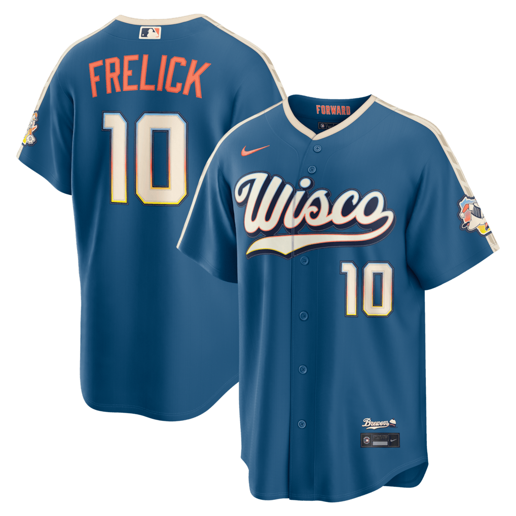 Sal Frelick 10 Milwaukee Brewers 2026 City Connect Jersey - Men, Mineral Blue
